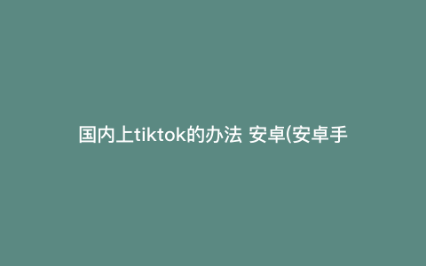 国内上tiktok的办法 安卓(安卓手机可以做tiktok吗) 国内上tiktok的办法 安卓(安卓手机可以做tiktok吗)