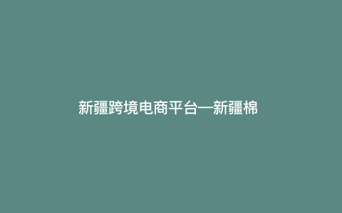 新疆跨境电商平台—新疆棉 跨境电商) 新疆跨境电商平台—新疆棉 跨境电商)