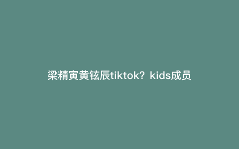 梁精寅黄铉辰tiktok?kids成员英文名 梁精寅黄铉辰tiktok?kids成员英文名