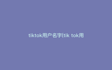 tiktok用户名字(tik tok用户名)