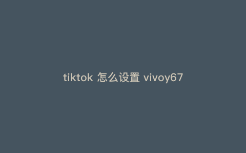 tiktok 怎么设置 vivoy67,tok安卓手机设置教程