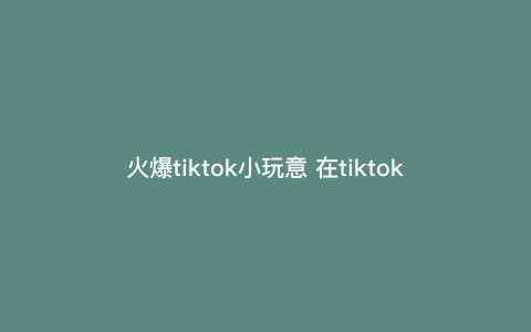 火爆tiktok小玩意 在tiktok搜什么可以看过瘾 火爆tiktok小玩意 在tiktok搜什么可以看过瘾