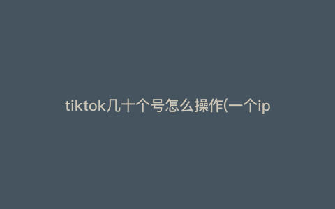 tiktok几十个号怎么操作(一个ip地址能做几个tiktok号)