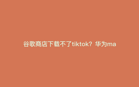 谷歌商店下载不了tiktok?华为mate40pro装不了tiktok 谷歌商店下载不了tiktok?华为mate40pro装不了tiktok